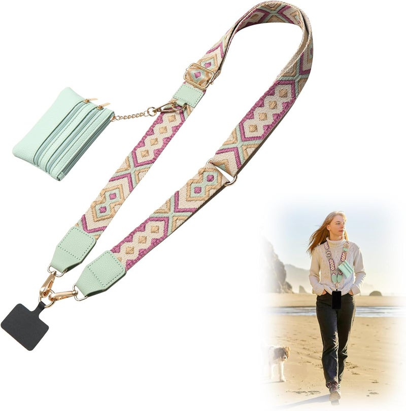 CUEDM Cell Phone Lanyard Crossbody,Adjustable Cell Phone Strap with Wristlet,Clip and Go Strap for Phone with Wallet - Image 1